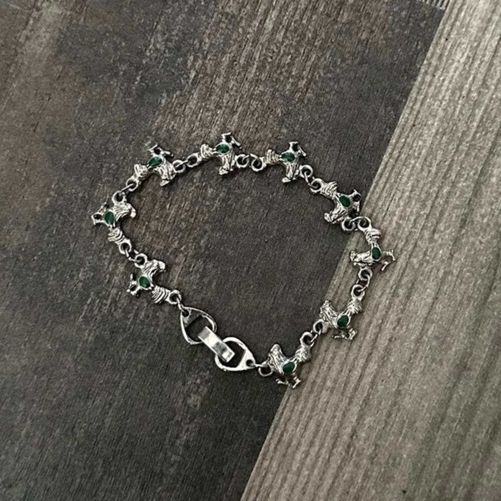 No brand silver green chicken charm bracelet